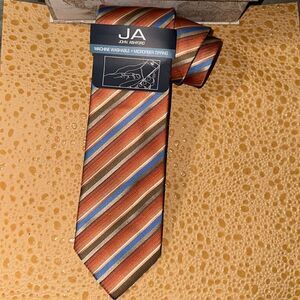 JA Microfiber Tipping Diagonal Dove Stripes Orange Tan Ivory Light Blue White